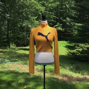 fenty x puma cropped sweater in gold
